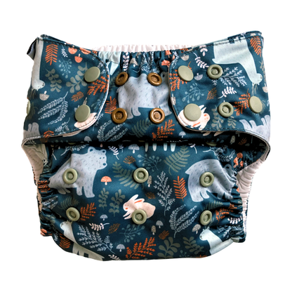 The Swedish Forest | Pocket Diaper | Slim 3-15kg: Humleblomster vit / No inserts - - MamaMilla