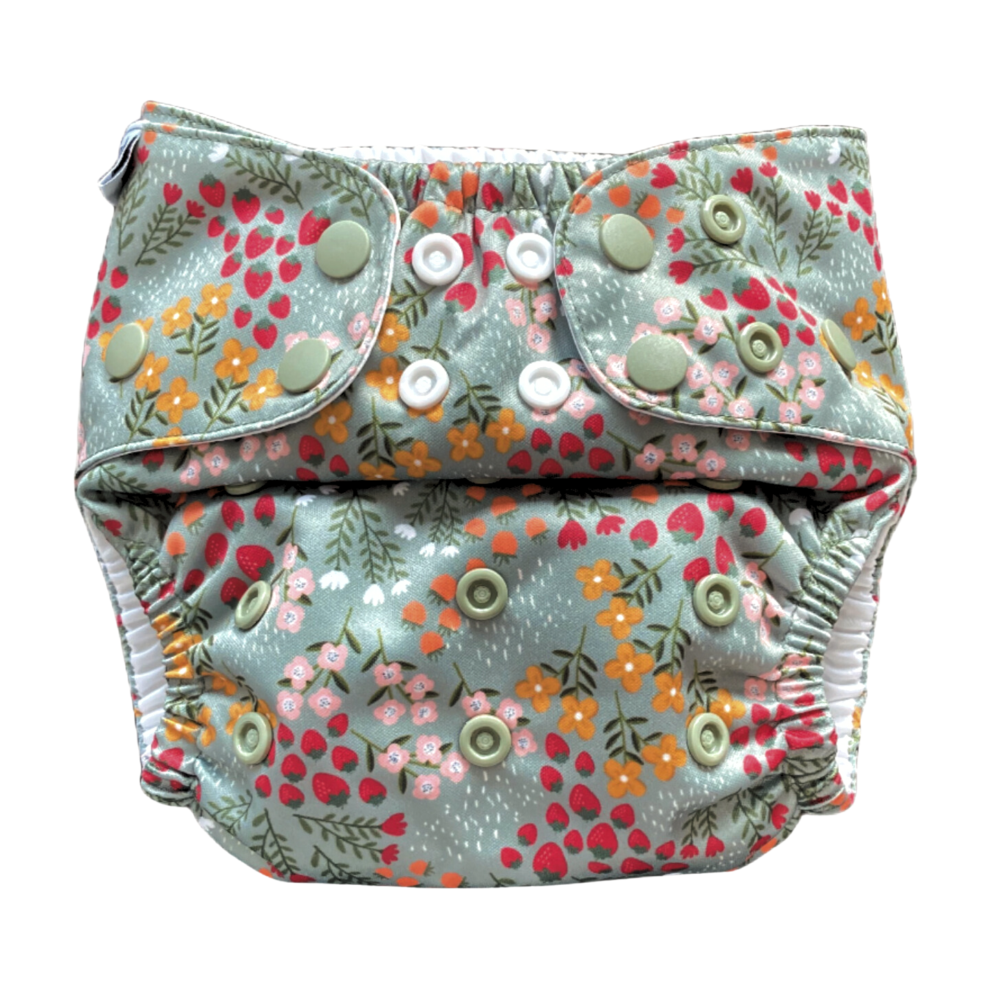The Swedish Forest | Pocket Diaper | Slim 3-15kg: Humleblomster grön / No inserts - - MamaMilla