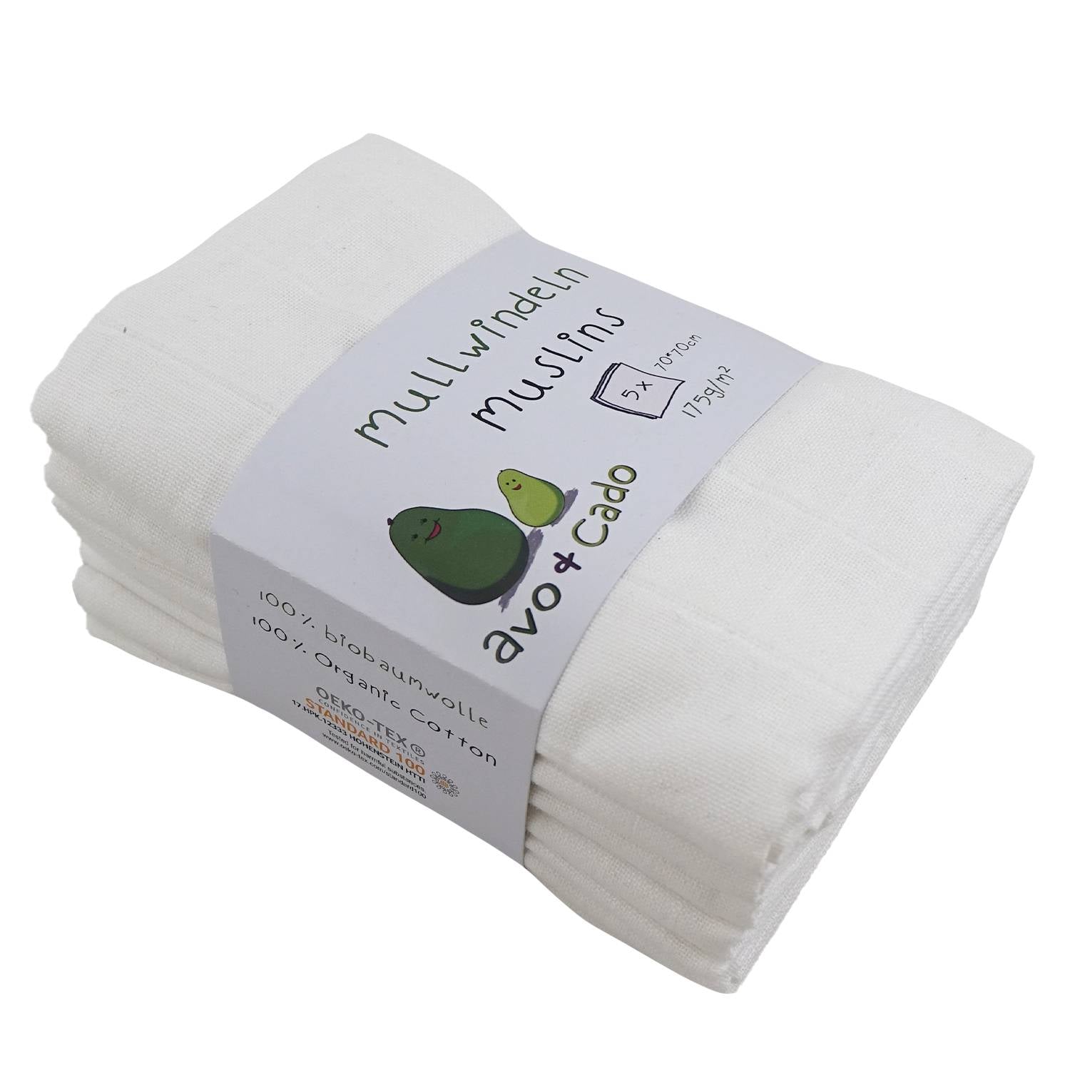 avo+cado Muslinblöjor 70 x 70 cm - 5 st - - MamaMilla