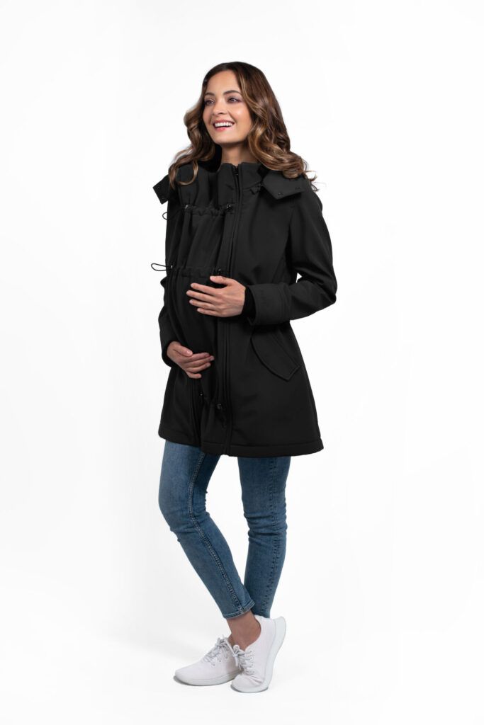 Wombat &amp; Co. 4-i-1 softshell övergångsjacka för gravida kvinnor/bärjacka - Svart - - MamaMilla