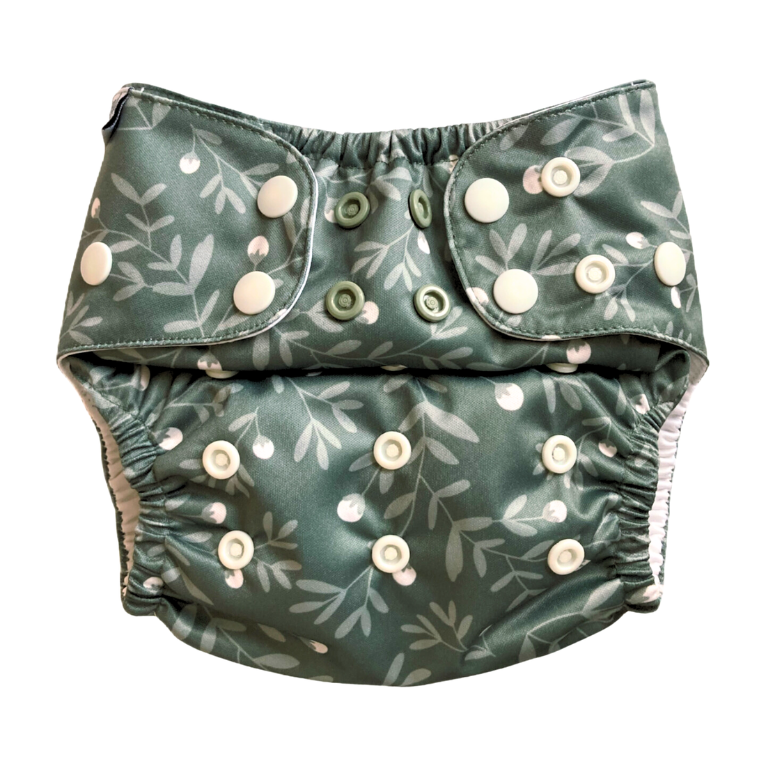 The Swedish Forest | Pocket Diaper | Slim 3-15kg: Humleblomster grön / No inserts - - MamaMilla