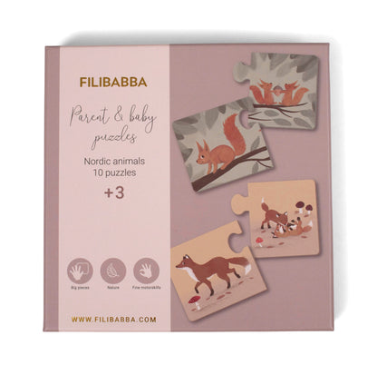Filibabba Forældre og barn puslespil - Nordiske dyr - puslespil - MamaMilla